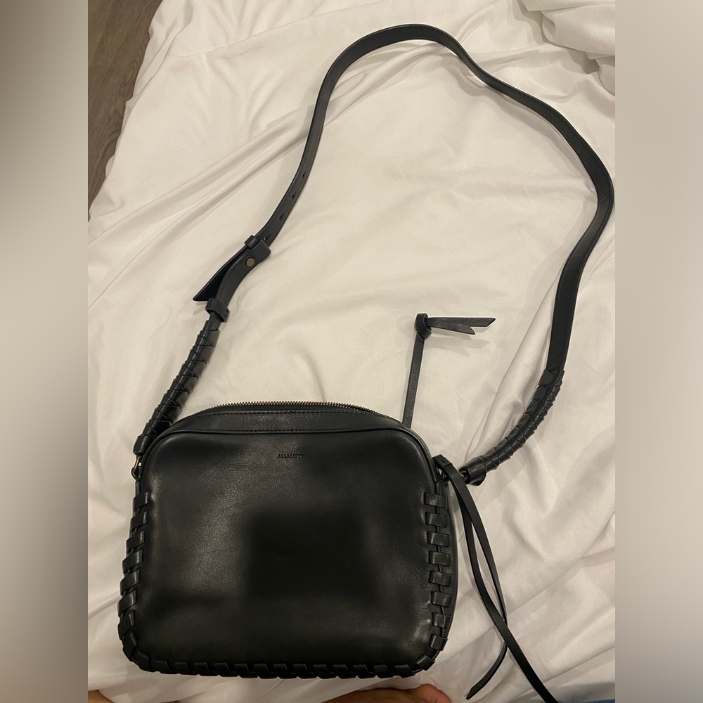 All Saints black leather bag